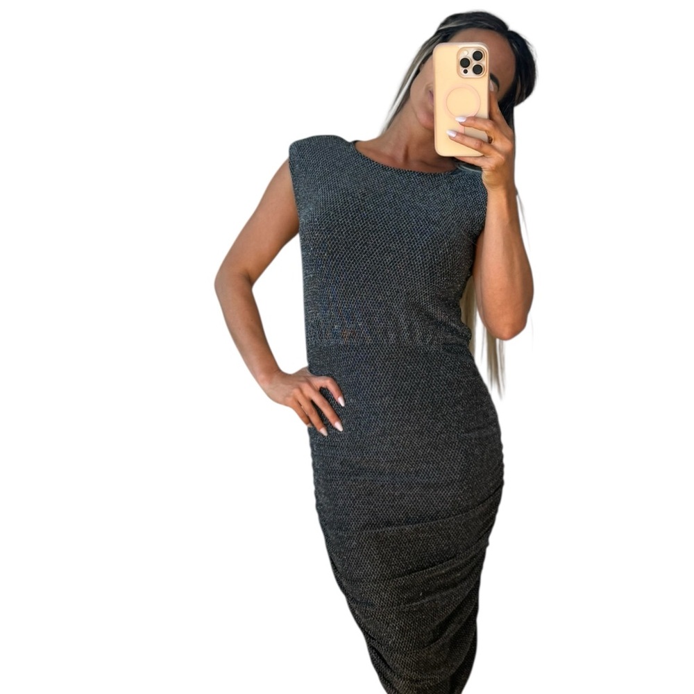 Vintage Charcoal Sleeveless Midi Dress